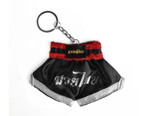 Kanong Muay Thai Shorts 鑰匙圈：黑-銀